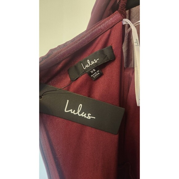 Lulus Burgundy Off Shoulder Maxi Dress Extra Small Long Sleeve Formal NWT - Picture 5 of 10
